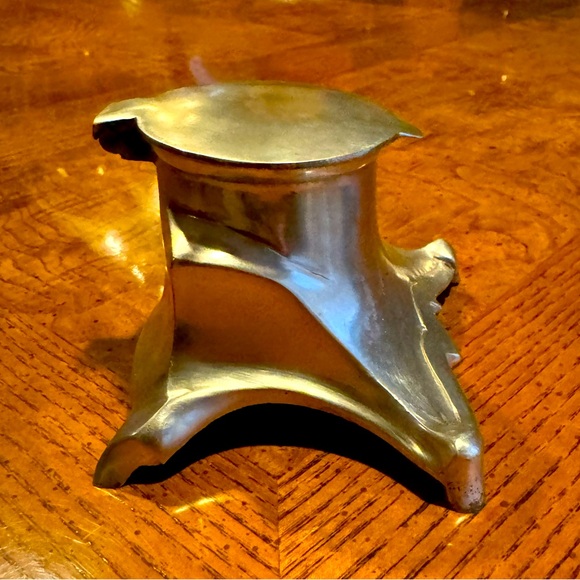 Art Nouveau Ink Well with Glass Insert - Metal Alloy - Vintage - Picture 3 of 12